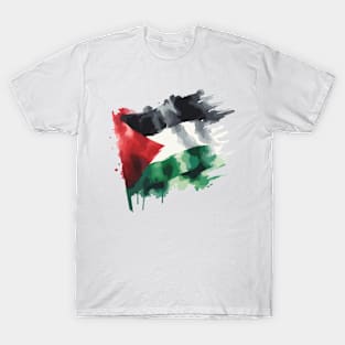 Abstract Watercolor Palestinian Flag T-Shirt